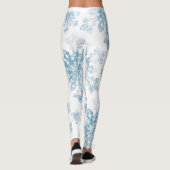Blaue Aquarell-Schneeflocken Leggings (Rückseite)