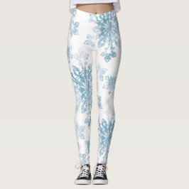 Blaue Aquarell-Schneeflocken Leggings