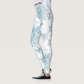 Blaue Aquarell-Schneeflocken Leggings (Links)