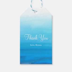 Blaue Aquarell Strand Tropische Hochzeitsgunst Geschenkanhänger