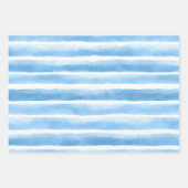 Blaue Aquarell-Streifen-Verpackung Geschenkpapier Set (Vorderseite 3)