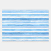Blaue Aquarell-Streifen-Verpackung Geschenkpapier Set (Vorderseite 2)
