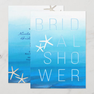 Blaue Aquarell-Tropische Moderne Brautdusche Einladung