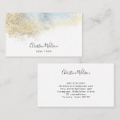 Blaue Aquarell und Imitate Goldstaub Visitenkarte (Vorne/Hinten)