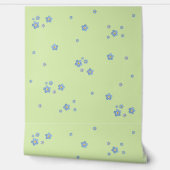 Blaue Aquarell Vergissmeinnicht Blüten - grün Tapete (Abrollen)