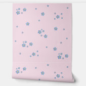 Blaue Aquarell Vergissmeinnicht Blüten - rosa Tapete (Abrollen)