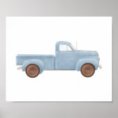 Blaue Aquarell-Vintage-Lastwagen Poster (Vorne)