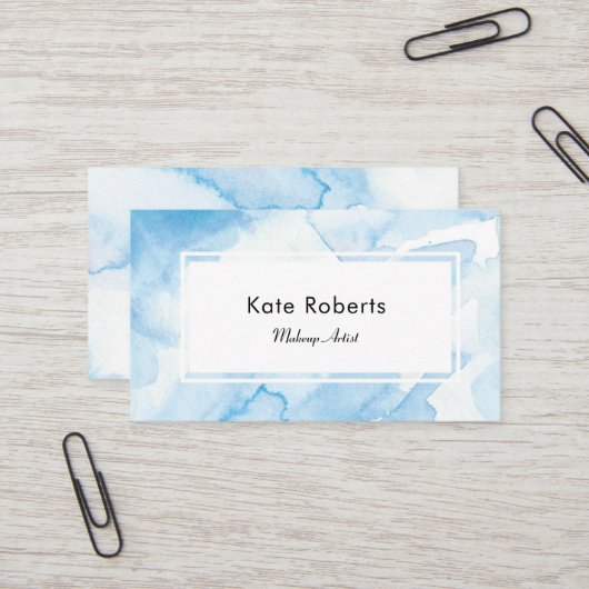Blaue Aquarell-Visitenkarte für creatives Visitenkarte (Vorderseite/Rückseite Beispiel)
