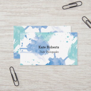 Blaue Aquarell-Visitenkarte   kreativ Visitenkarte