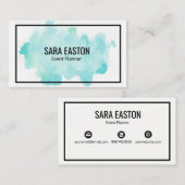 Blaue Aquarell-Visitenkarte mit Grenze Visitenkarte (Vorne/Hinten)