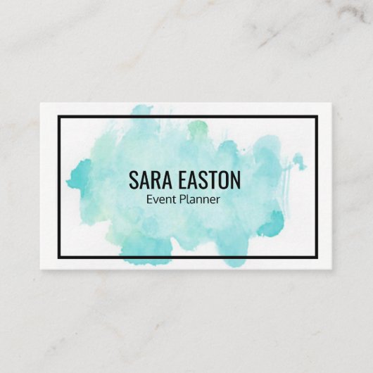 Blaue Aquarell-Visitenkarte mit Grenze Visitenkarte (Vorderseite)