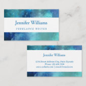 Blaue Aquarell-Visitenkarte Visitenkarte (Vorne/Hinten)