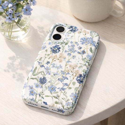 Blaue Aquarell-Wildblume Case-Mate iPhone Hülle