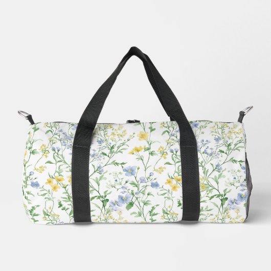 Blaue Aquarell-Wildblume Duffle Bag (Vorderseite)