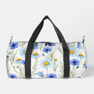 Blaue Aquarell-Wildblume Duffle Bag