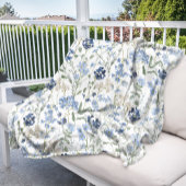 Blaue Aquarell-Wildblume Fleecedecke