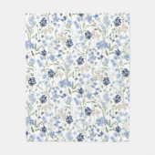 Blaue Aquarell-Wildblume Fleecedecke (Vorderseite)