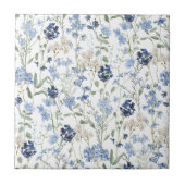 Blaue Aquarell-Wildblume Fliese (Vorderseite)