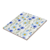 Blaue Aquarell-Wildblume Fliese (Seite)