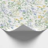 Blaue Aquarell-Wildblume Geschenkpapier (Ecke)
