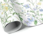 Blaue Aquarell-Wildblume Geschenkpapier (Rolleneckpunkt)
