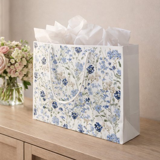 Blaue Aquarell-Wildblume  Große Geschenktüte