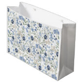 Blaue Aquarell-Wildblume  Große Geschenktüte (Vorderseite Schrägansicht)