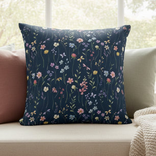 Blaue Aquarell-Wildblume  Kissen