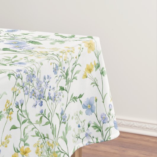 Blaue Aquarell-Wildblume Tischdecke (Beispiel)