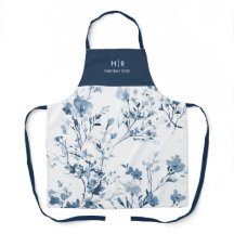 Blaue Aquarell-Wildblumen-Moderne Namensmonogramm