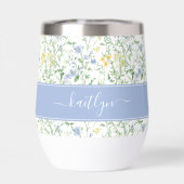 Blaue Aquarell-Wildblumen-Monogramm (Rückseite)
