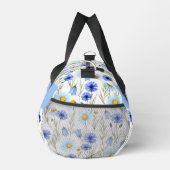 Blaue Aquarell-Wildblumen-Monogramm-Name Duffle Bag (Rechts)