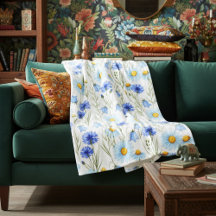 Blaue Aquarell-Wildblumen-Monogramm-Name