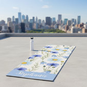 Blaue Aquarell-Wildblumen-Monogramm-Name Yogamatte