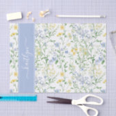 Blaue Aquarell-Wildblumen-Monogramm Seidenpapier (Handwerk)