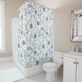 Blaue Aquarell-Wildblumen-Muster Duschvorhang (Beispiel)