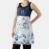 Blaue Aquarell-Wildblumen-Name-Monogramm Schürze (InSitu)