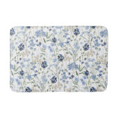 Blaue Aquarell-Wildblumenmuster Badematte (Vorderseite)
