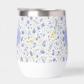 Blaue Aquarell-Wildblumenmuster mit individuellem (Rechts)