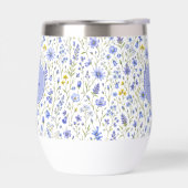 Blaue Aquarell-Wildblumenmuster mit individuellem (Links)