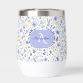 Blaue Aquarell-Wildblumenmuster mit individuellem (Rückseite)