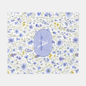Blaue Aquarell-Wildblumenmuster mit individuellem Fleecedecke (Vorderseite (Horizontal))