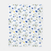 Blaue Aquarell-Wildblumenwiese-Muster Fleecedecke (Vorderseite)