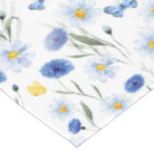 Blaue Aquarell-Wildblumenwiese-Muster Tischdecke (Schrägansicht)