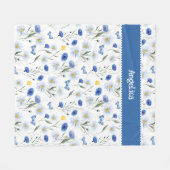 Blaue Aquarell-Wildblumenwiese Name Fleecedecke (Vorderseite (Horizontal))