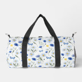 Blaue Aquarell-Wildblumenwiese-Schmetterling Duffle Bag (Vorderseite)