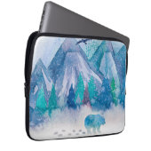 Blaue Aquarell-Winterberg-Landschaftskunst Laptopschutzhülle (Vorne Rechts)