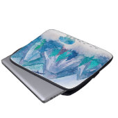 Blaue Aquarell-Winterberg-Landschaftskunst Laptopschutzhülle (Vorne Knopf)