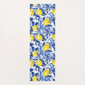 Blaue Aquarell-Zitronen-Muster-Monogramm-Name Yogamatte (Rückseite)