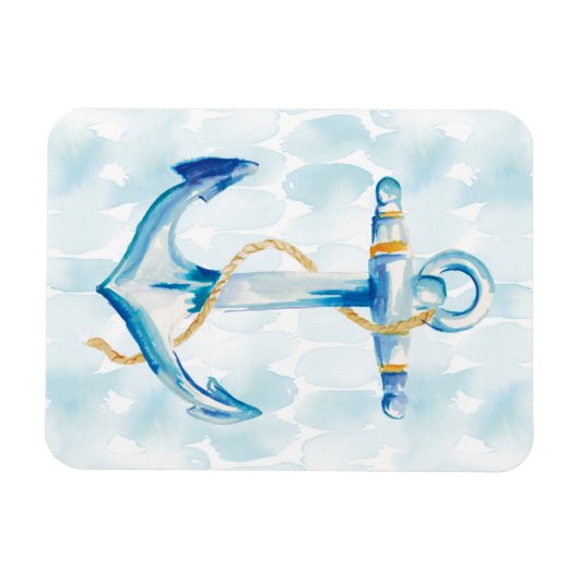 Blaue Aquarellanschor Magnet (Horizontal)